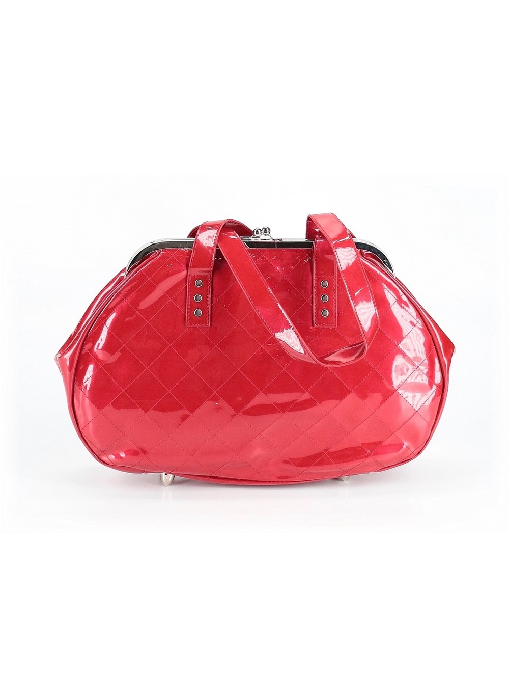 Lux De Ville Red Patent Kiss Lock Handbag Pinup Rockabilly Purse Retro